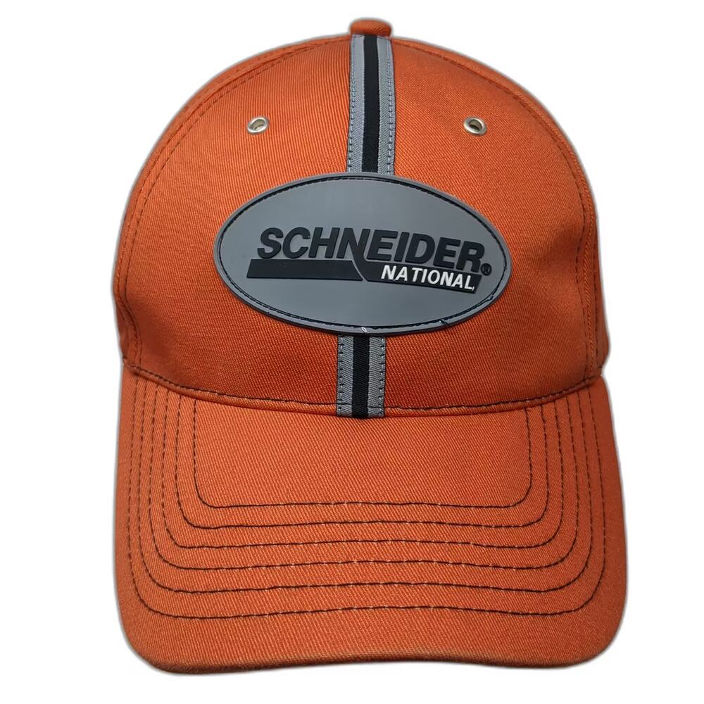 Schneider Baseball Cap Orange Gray OS National Since 1935 Slideback Logo Hat